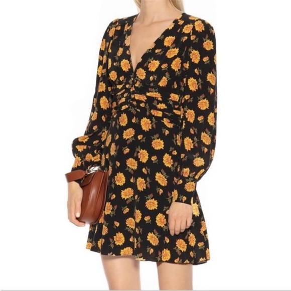 VERONICA BEARD Black & Yellow Sunflower Floral Printed Silk Riggins Dress Sz 0 - Picture 13 of 17